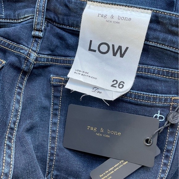NWT Rag & Bone Jeans Dre Low Rise Boyfriend Jeans Bianca Dark Wash Size 26 | 2 - Picture 9 of 14